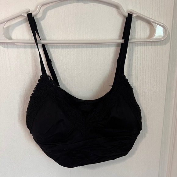 Aerie Black Lace Trim Bralette Removable‎ Pads Wireless Comfort Size XS NWT - Picture 2 of 5